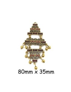 2 Pendentifs fantaisie microbille marron dégradé et métal doré 8cm