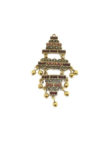 Pendentif fantaisie microbille marron dégradé et métal doré 8cm pas cher