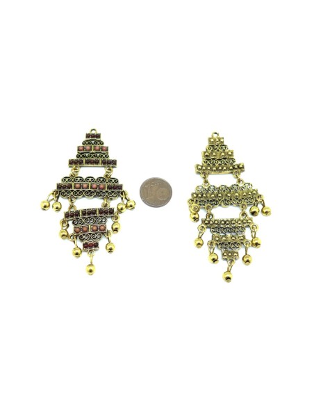 Pendentif fantaisie microbille marron dégradé et doré 8cm