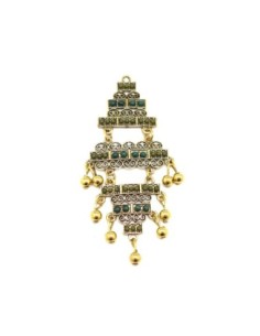 Pendentif fantaisie microbille vert dégradé et métal doré 8cm 2