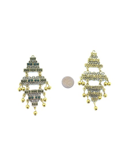 Pendentif fantaisie style bohème chic doré et vert