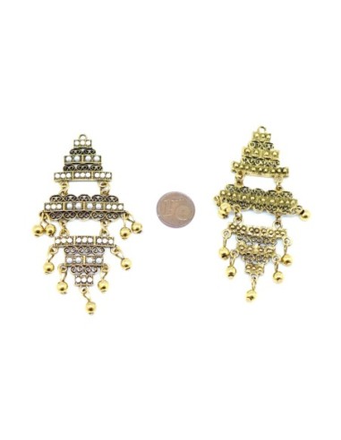 Pendentif bohème blanc et doré, pampille doré