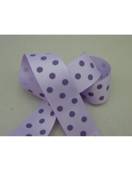50cm de Ruban Galon plat 25mm à pois violet sur fond mauve