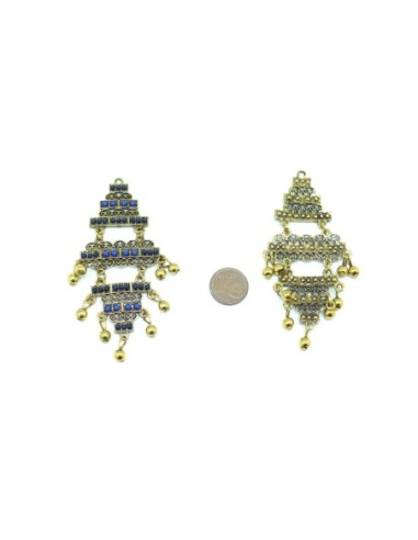 Pendentif doré et bleu dégradé 8cm style bohème