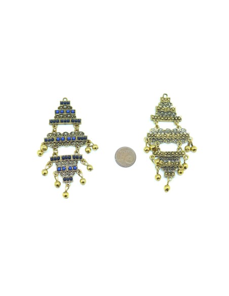 Pendentif doré et bleu dégradé 8cm style bohème