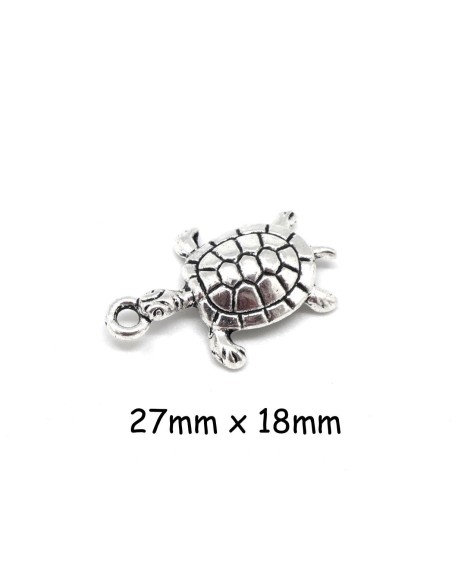 Breloque tortue en métal argenté pas chère