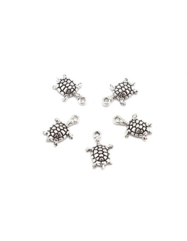 Mini Breloque tortue en métal argenté