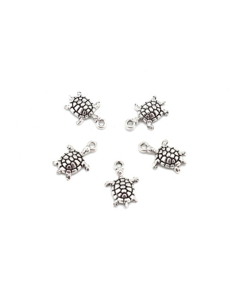 Mini Breloque tortue en métal argenté