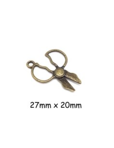 Breloque ciseaux couturière en métal de couleur bronze