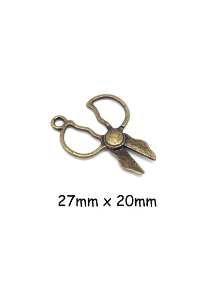 Breloque ciseaux couturière en métal de couleur bronze