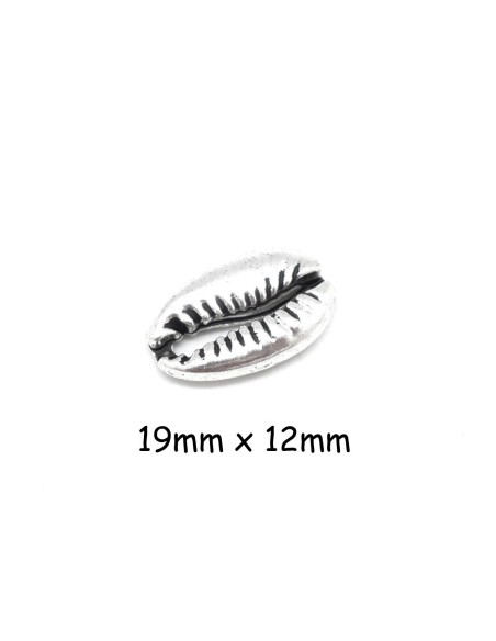 perle cauris en métal argenté breloque connecteur