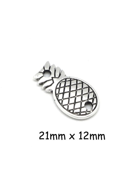 perle connecteur ananas en métal argenté