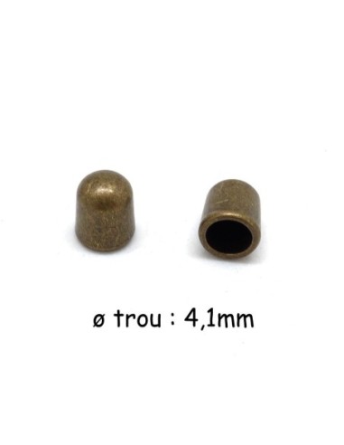 Perle de finition pour cordon de 4mm en métal de couleur bronze