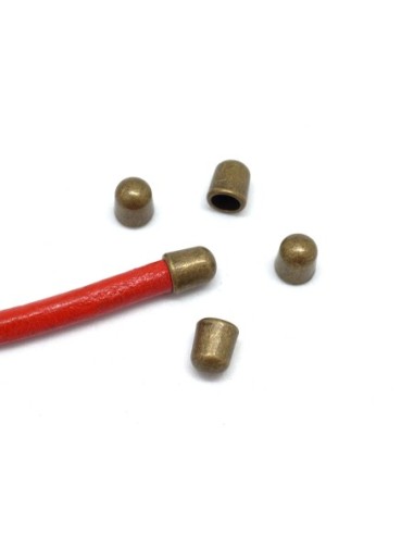 embout tube de finition pour cordon de 4mm en métal de couleur bronze