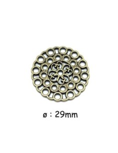 perle connecteur rosace en métal de couleur bronze 29mm