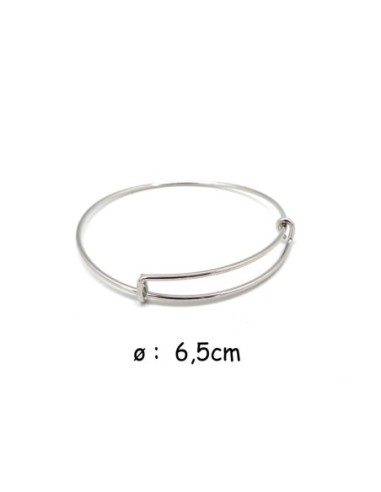 Bracelet jonc en métal argenté à agrémenter 6,5cm bangle 