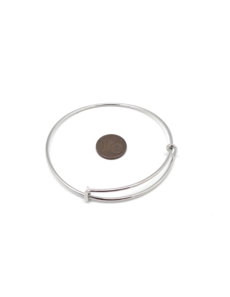 Bracelet réglable en métal argenté à agrémenter 6,5cm bangle 