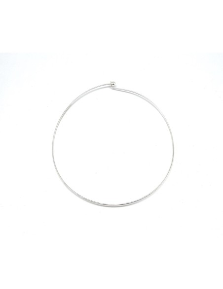 tour de cou rigide jonc torque en métal argenté brillant blanc 14cm