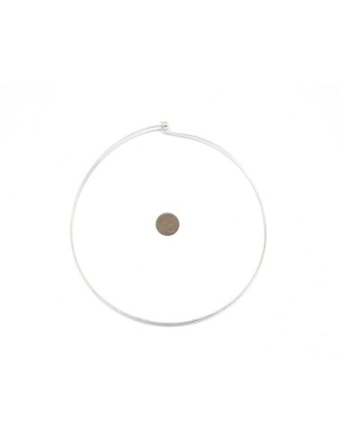 torque en métal argenté brillant blanc 14cm