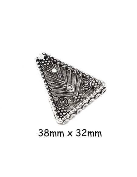 Pendentif Connecteur intercalaire triangle en métal argenté style ethnique