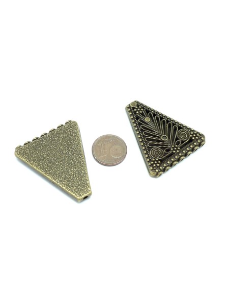 Perle Connecteur triangle multi rangs en métal couleur bronze style ethnique