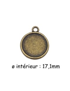 Pendentif support pour cabochon de 17mm métal couleur bronze