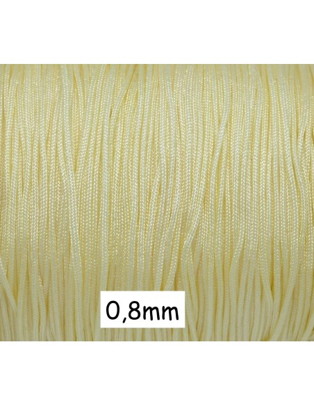 Fil de jade 0,8mm de couleur blanc écru, cassé - fil nylon synthétique tressé