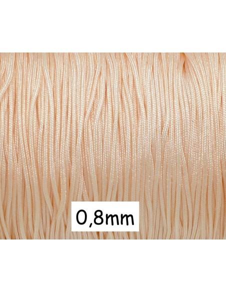 Fil de jade 0,8mm orange saumon très clair bisque - fil nylon tressé - jade string