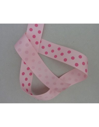 50cm de Ruban Galon plat 25mm à pois rose vif...