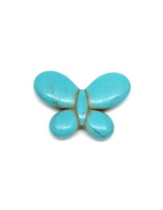 perle papillon bleu turquoise en pierre synthétique imitation "Howlite" 2