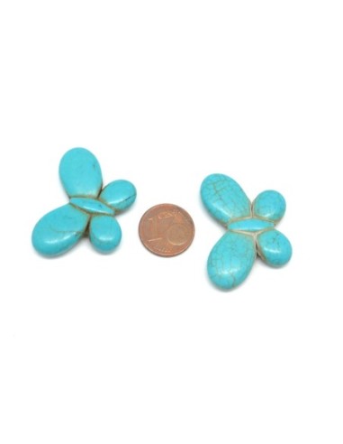 perle bleu turquoise papillon en pierre style howlite