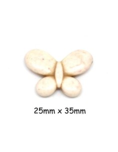 perle papillon blanc ivoire en pierre synthétique imitation "Howlite"