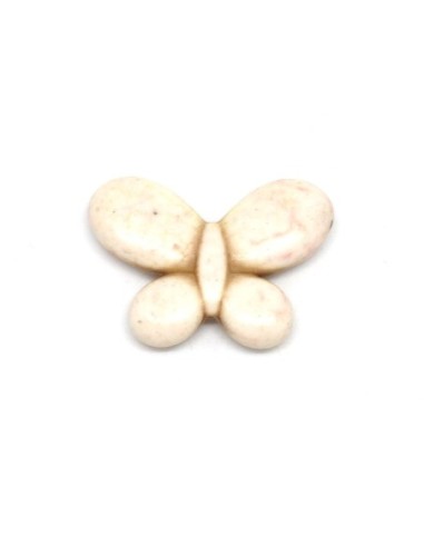 perle papillon blanc cassé en pierre synthétique imitation "Howlite"