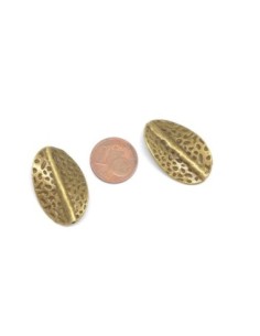 Perle ovale ondulé en métal de couleur bronze martelé 2