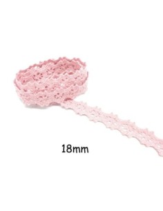 Ruban Galon dentelle fantaisie 18mm en coton rose clair
