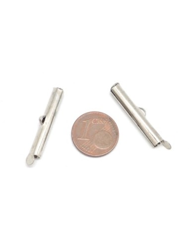 6 Embout tube pour chaîne bille, tissage perle en métal argenté - 26mm