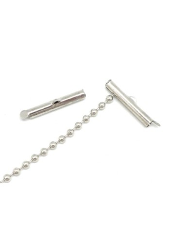 Embout tube pour chaînette bille, tissage de perles en métal argenté