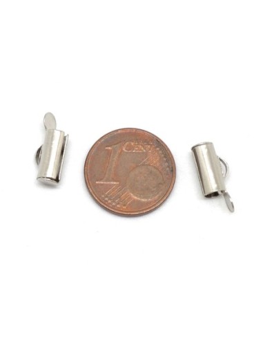 Embout pour chaîne bille, tissage perle en métal argenté - 10mm