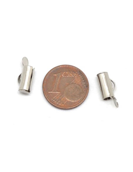 Embout pour chaîne bille, tissage perle en métal argenté - 10mm