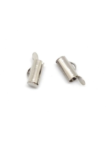 Embout tube pour chaînette bille, tissage perle en métal argenté - 10mm