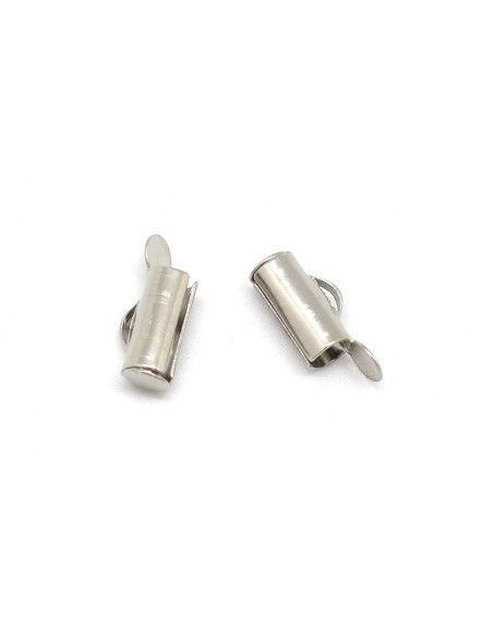 Embout tube pour chaînette bille, tissage perle en métal argenté - 10mm