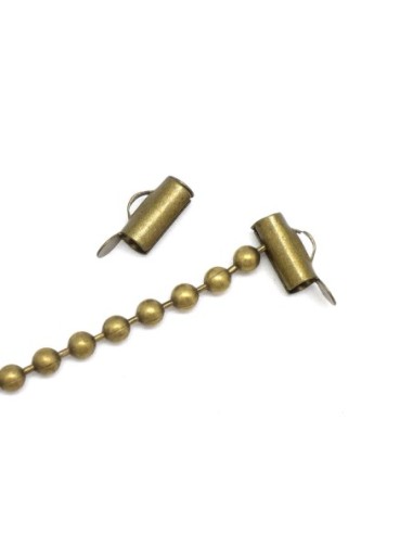 Embout tube pour chaîne bille, tissage perle en métal de couleur bronze 10mm