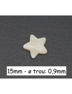 Perle étoile en nacre 15mm de couleur blanc cassé ivoire nacré