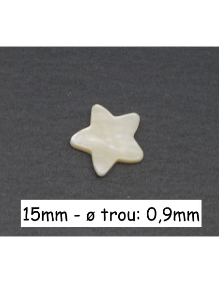 Perle étoile en nacre 15mm de couleur blanc cassé ivoire nacré
