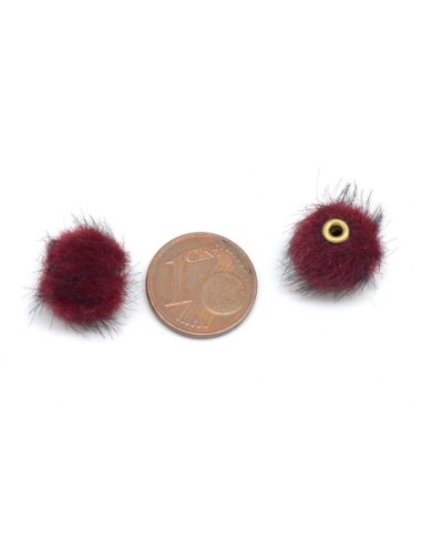 perle rouge grenat pompon imitation fourrure ronde