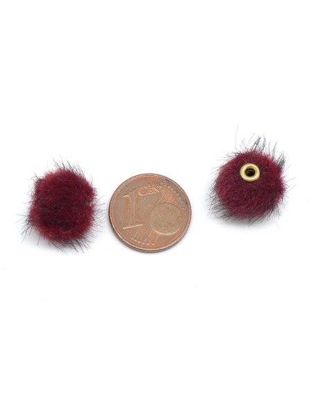 perle rouge grenat pompon imitation fourrure ronde