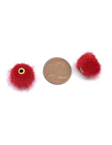 perle ronde pompon rouge 10mm