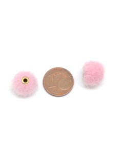 perle pompon rose pâle 10mm imitation fourrure 2