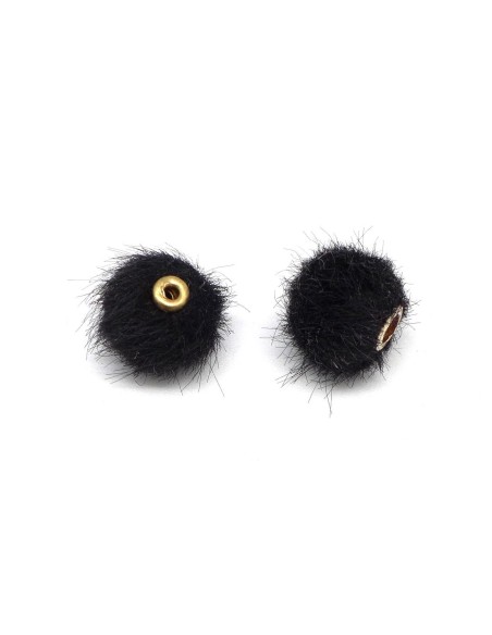 perle noire pompon ronde 10mm