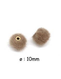 perle pompon beige 10mm imitation fourrure